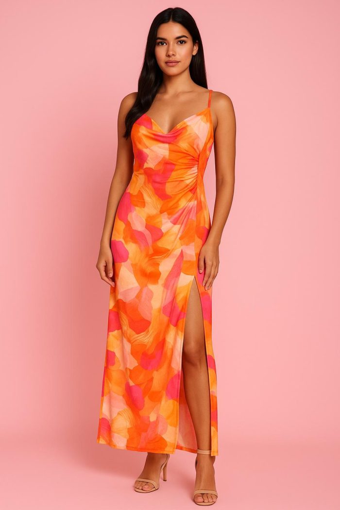 Abito fiori arancio