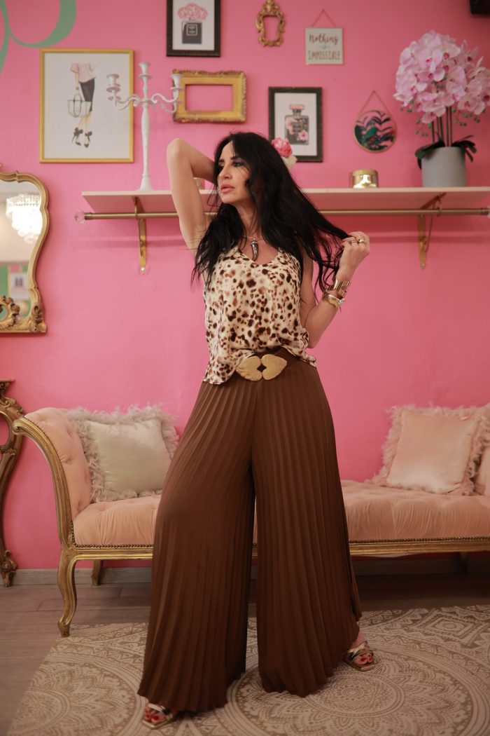 Panta plisse marrone