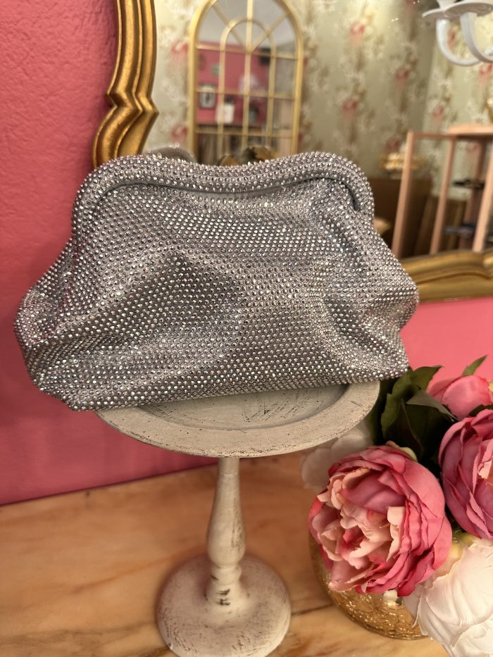 Pochette puff Swarovski argento