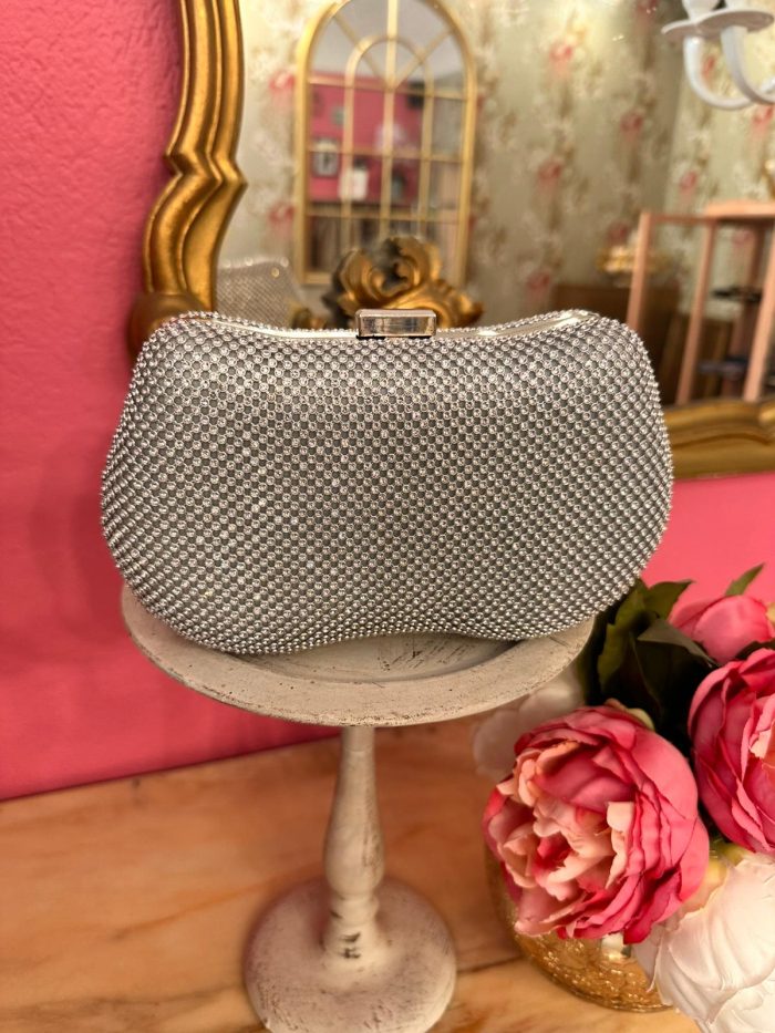 Pochette onda Swarovski argento