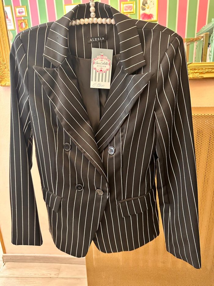 Blazer gessato nero