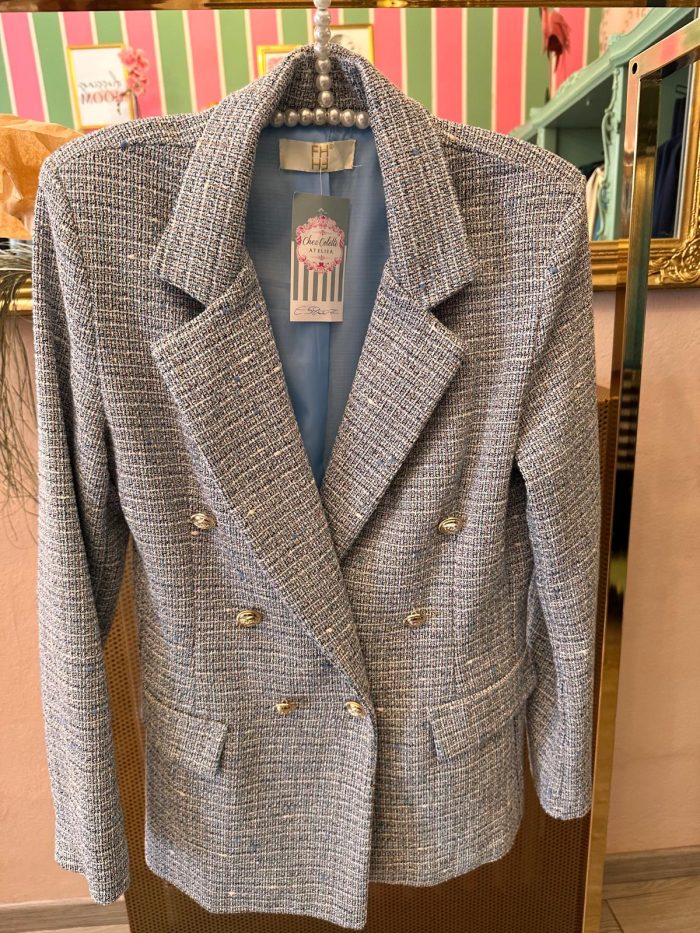 Giacca tweed azzurro