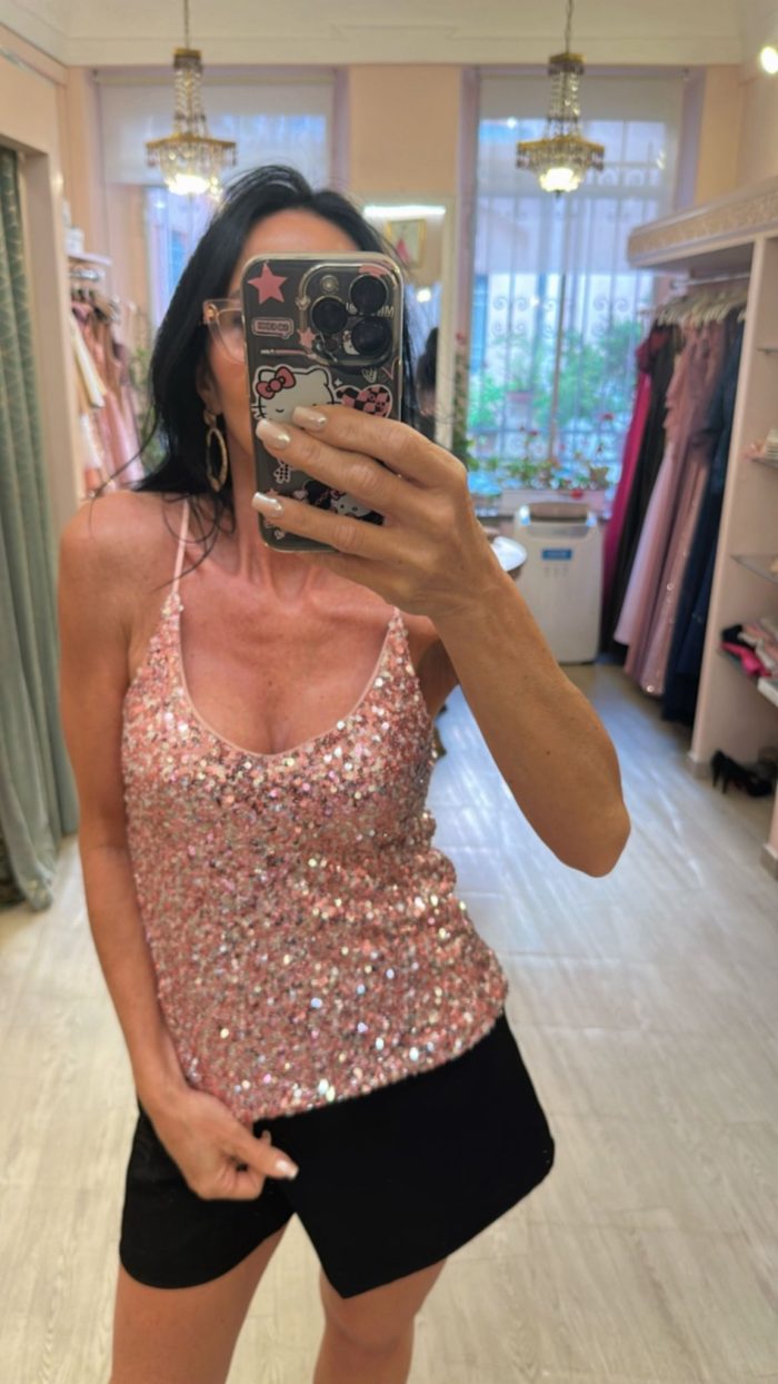 Top disco rosa