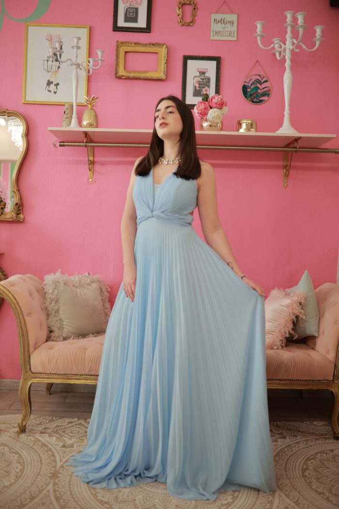 Abito Merilyn plisse azzurro