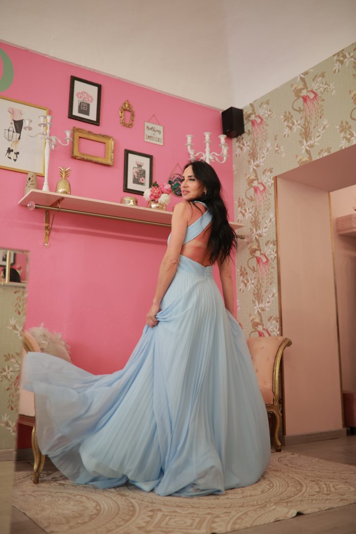 Abito Merilyn plisse azzurro - immagine 2