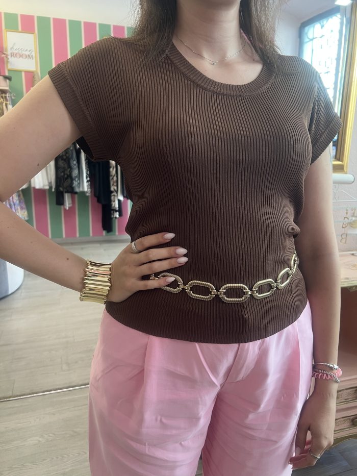 Maglia costine marrone