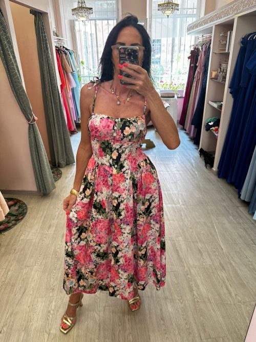 Abito bustier fiori