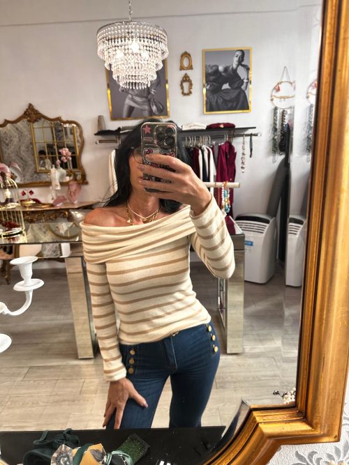 Maglia righe beige